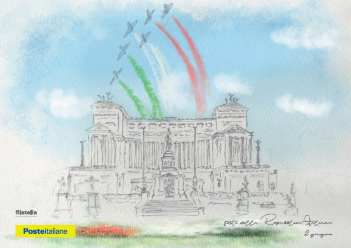 La cartolina celebrativa di Poste Italiane per la Festa della Repubblica