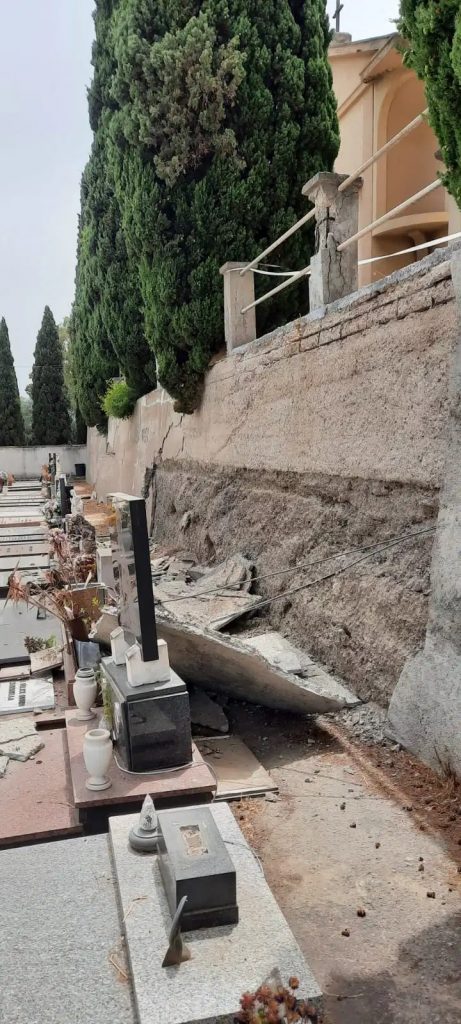 crollo parete cimitero milazzo