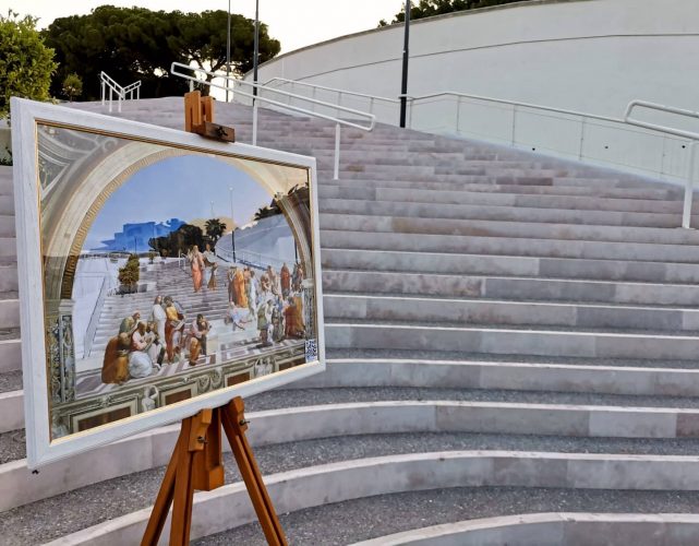 "La Scuola di Atene" di Raffaello nella versione "regginizzata" del gruppo artistico Gels