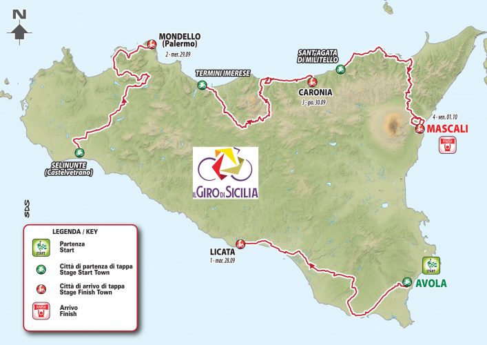 Svelato il percorso del Giro di Sicilia 2021, quattro tappe da 180 km circa