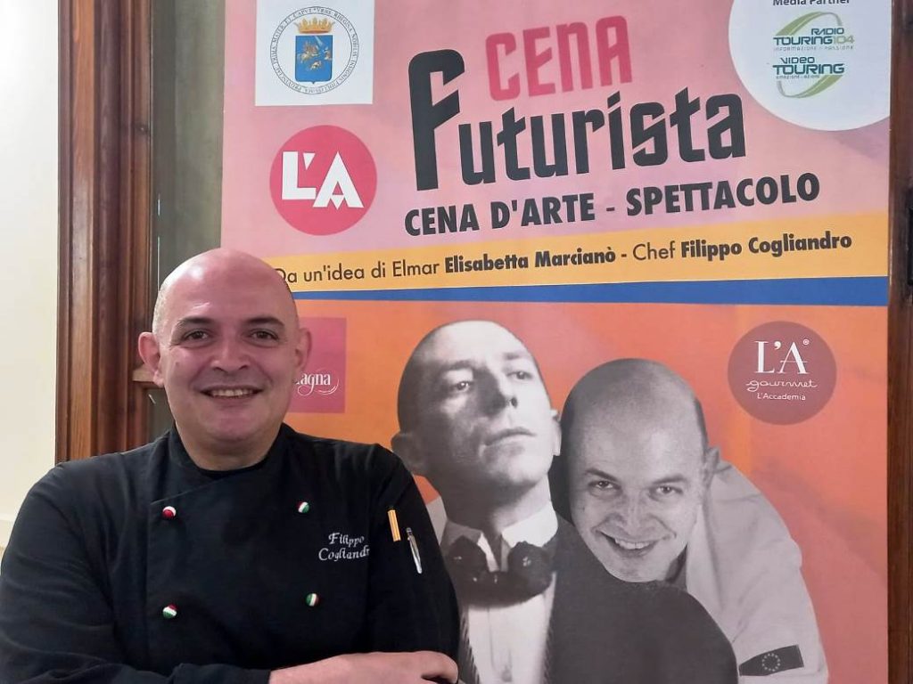 Filippo Cogliandro, "chef legalitario" e con Elisabetta Marcianò "mente" della "Cena futurista"  (15.10.2021)