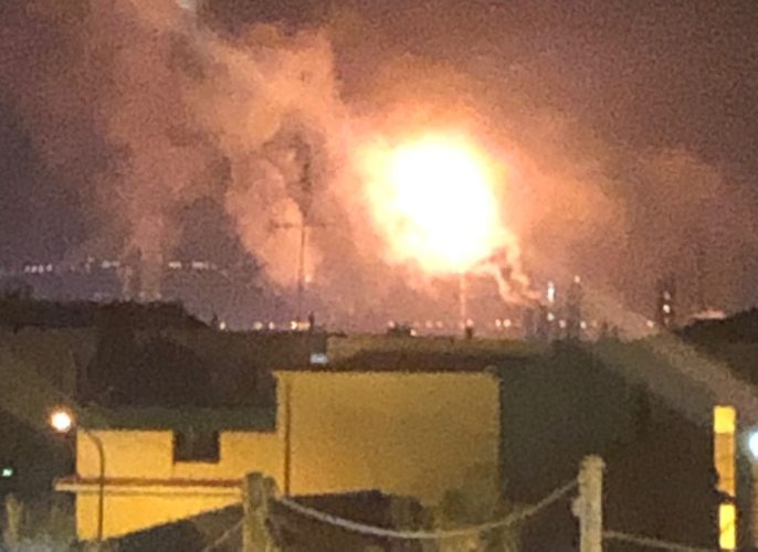 fiammata raffineria milazzo