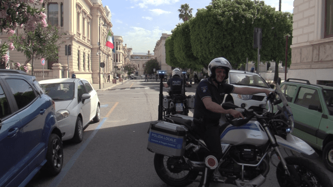 Forze di polizia schierate per il ministro dell'Interno Luciana Lamorgese