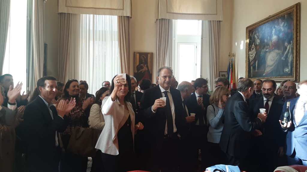 Il brindisi di Spatari e Moschella dopo la vittoria