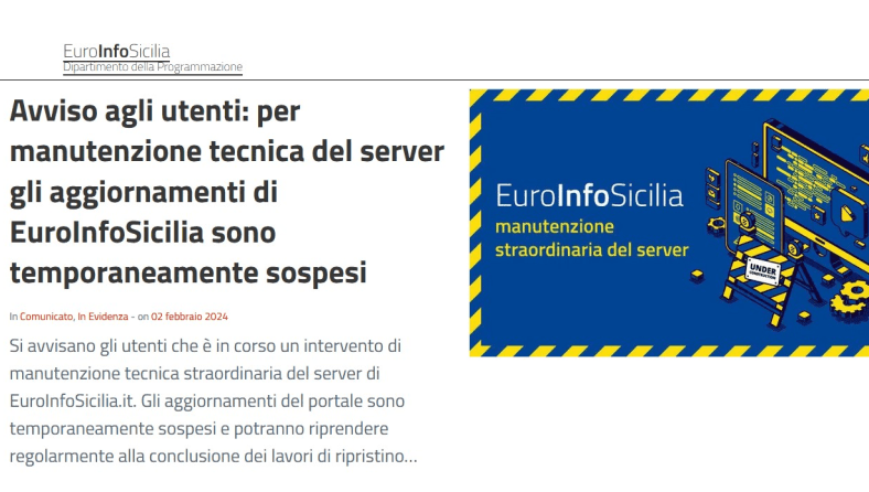 Sito EuroInfoSicilia in tilt