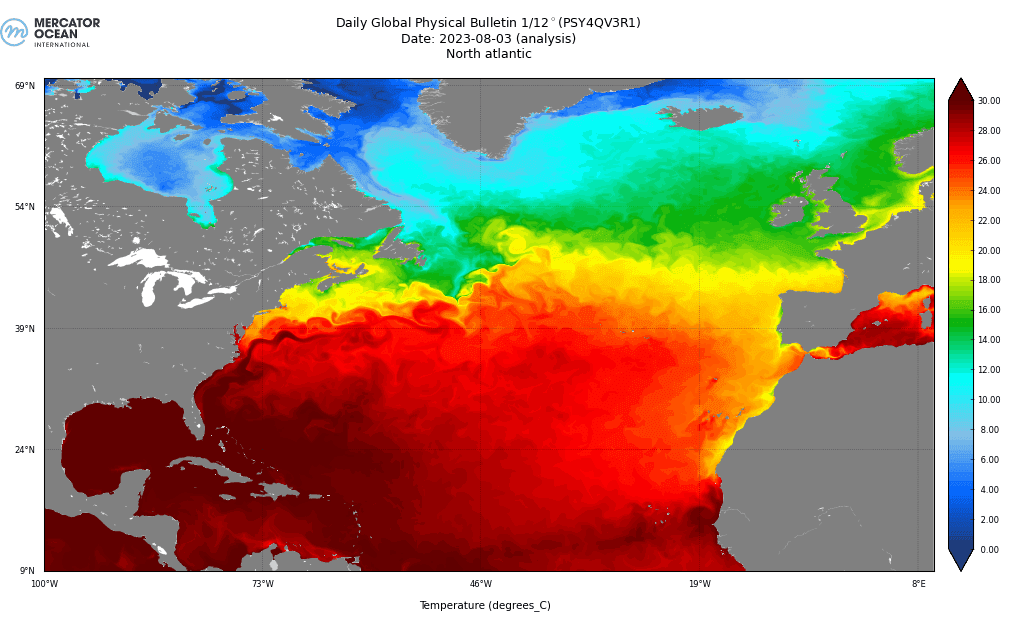 Le acque dell’Atlantico calde come luglio