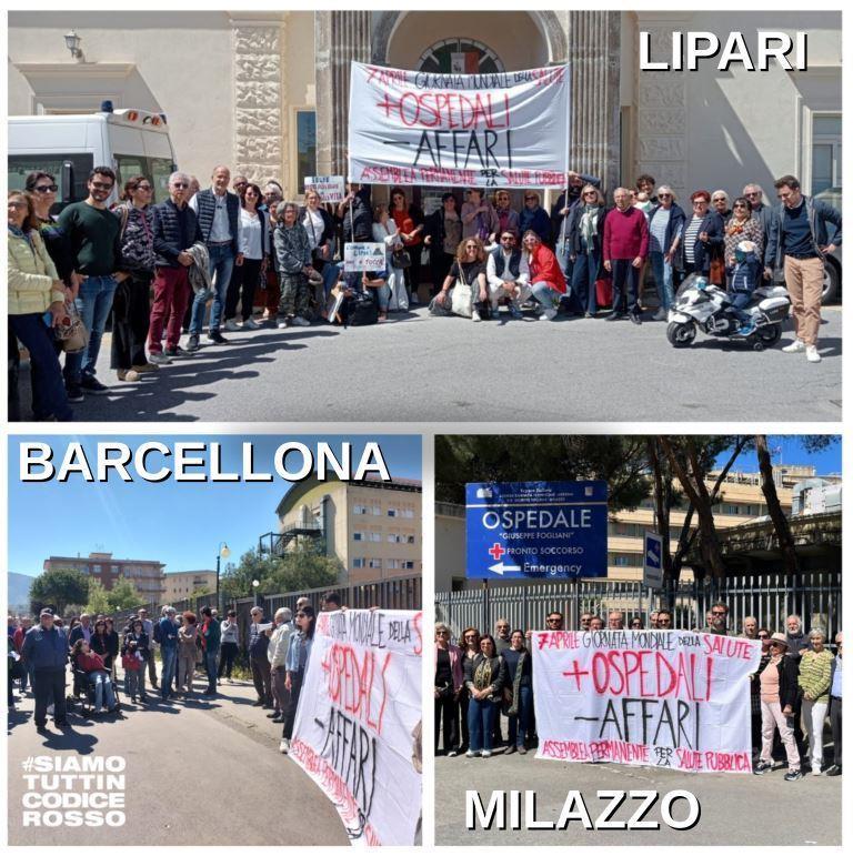 Manifestazione sanità Lipari, Barcellona pozzo di gotto, milazzo