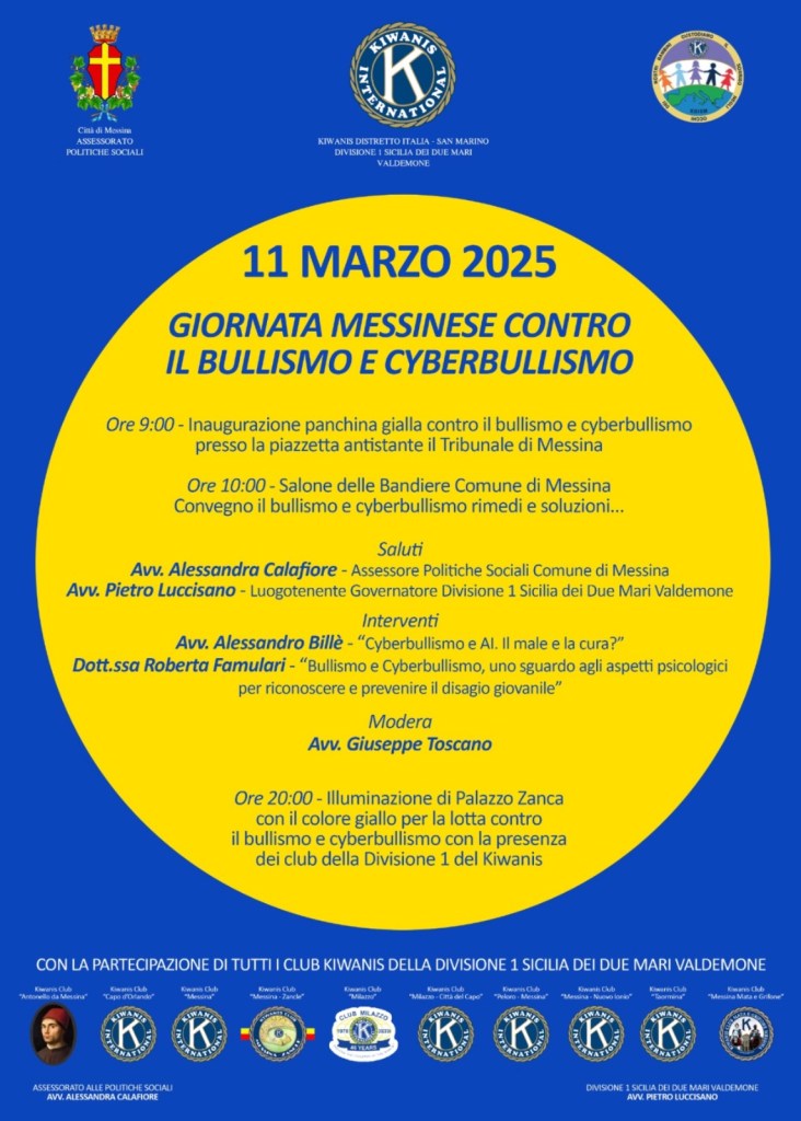 messina, panchina gialla bullismo cyber bullismo