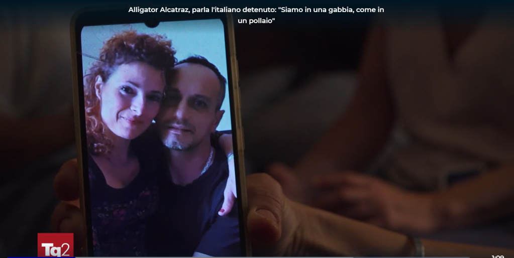 Gaetano Cateno Mirabella Costa, con la compagna, immagini dal tg2