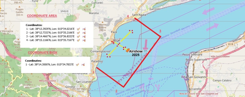 frecce tricolori messina, da dove vederle