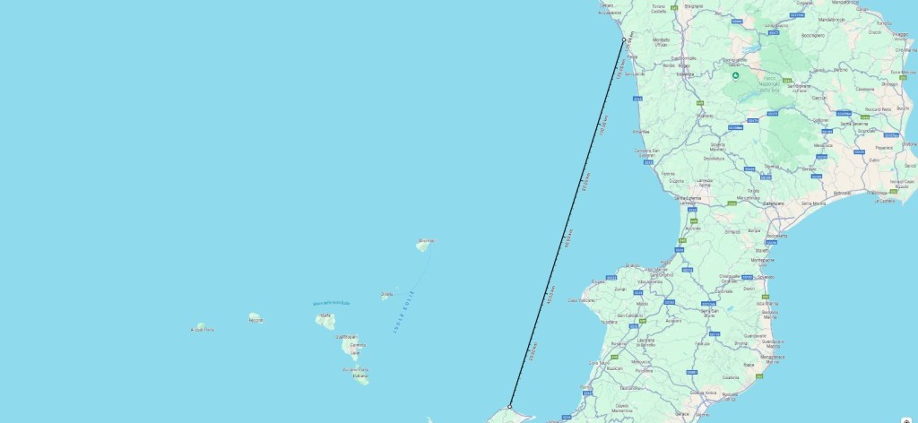 distanza messina fuscaldo 130 km