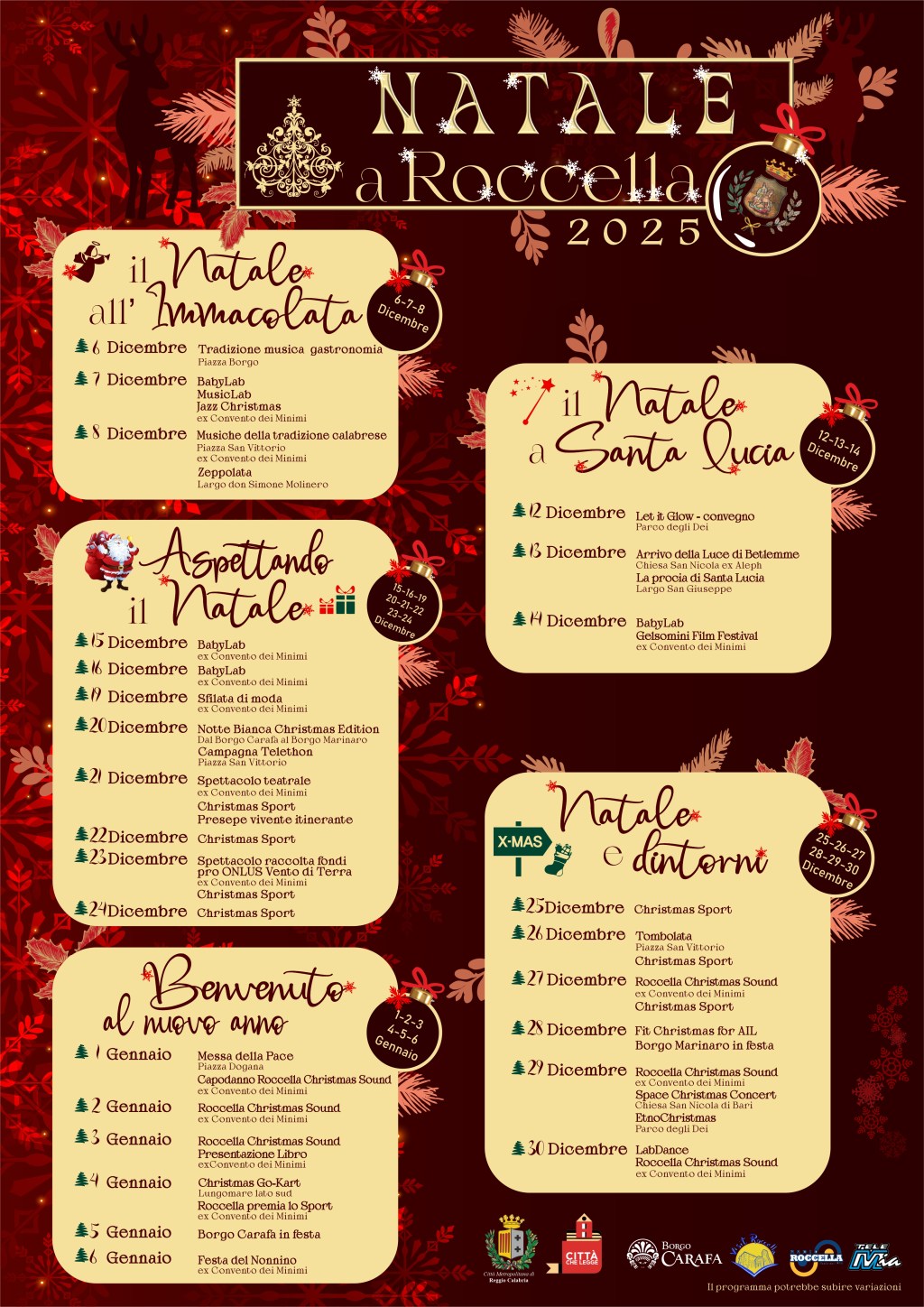 Dal 6 dicembre si inaugura il programma “Natale a Roccella 2025”