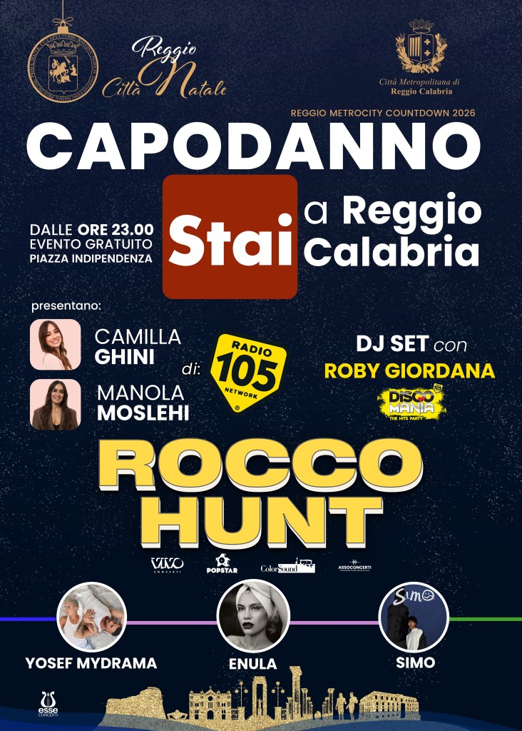 Sarà Rocco Hunt il protagonista del “Capodanno Stai a Reggio Calabria”