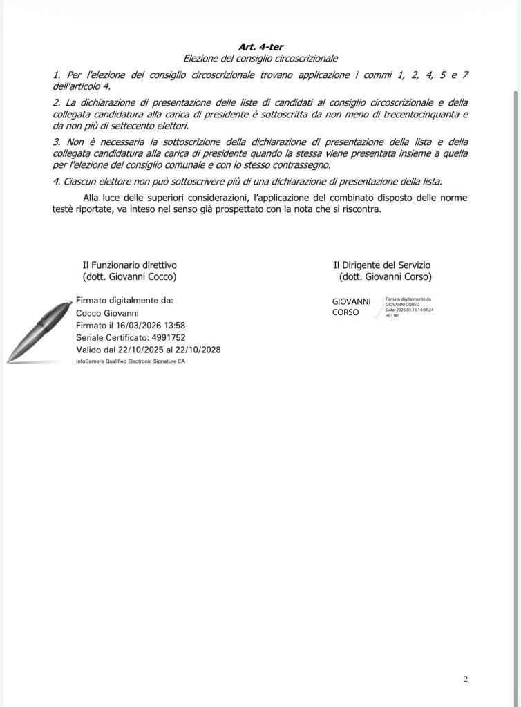 Parere assessorato regionale sul caso firme a Messina