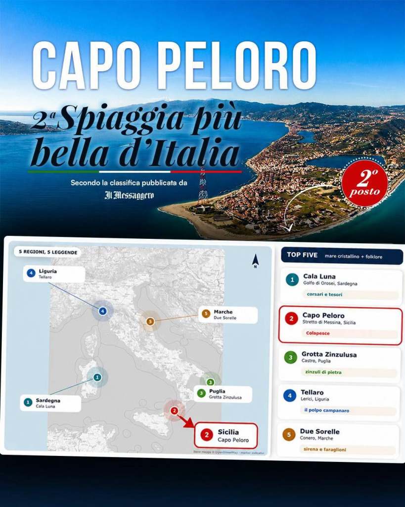 Capo Peloro seconda spiaggia più bella d'Italia